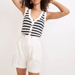 Madewell Clarke Pleated Shorts in Travel Linen-Blend Size 6